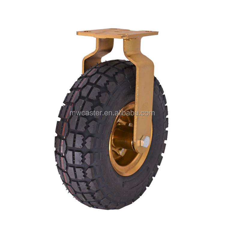 MW  10inch  pneumatic Rubber wheel Fixed Straight Outdoor Agricultural Use   rigid Tire   air caster Wheels