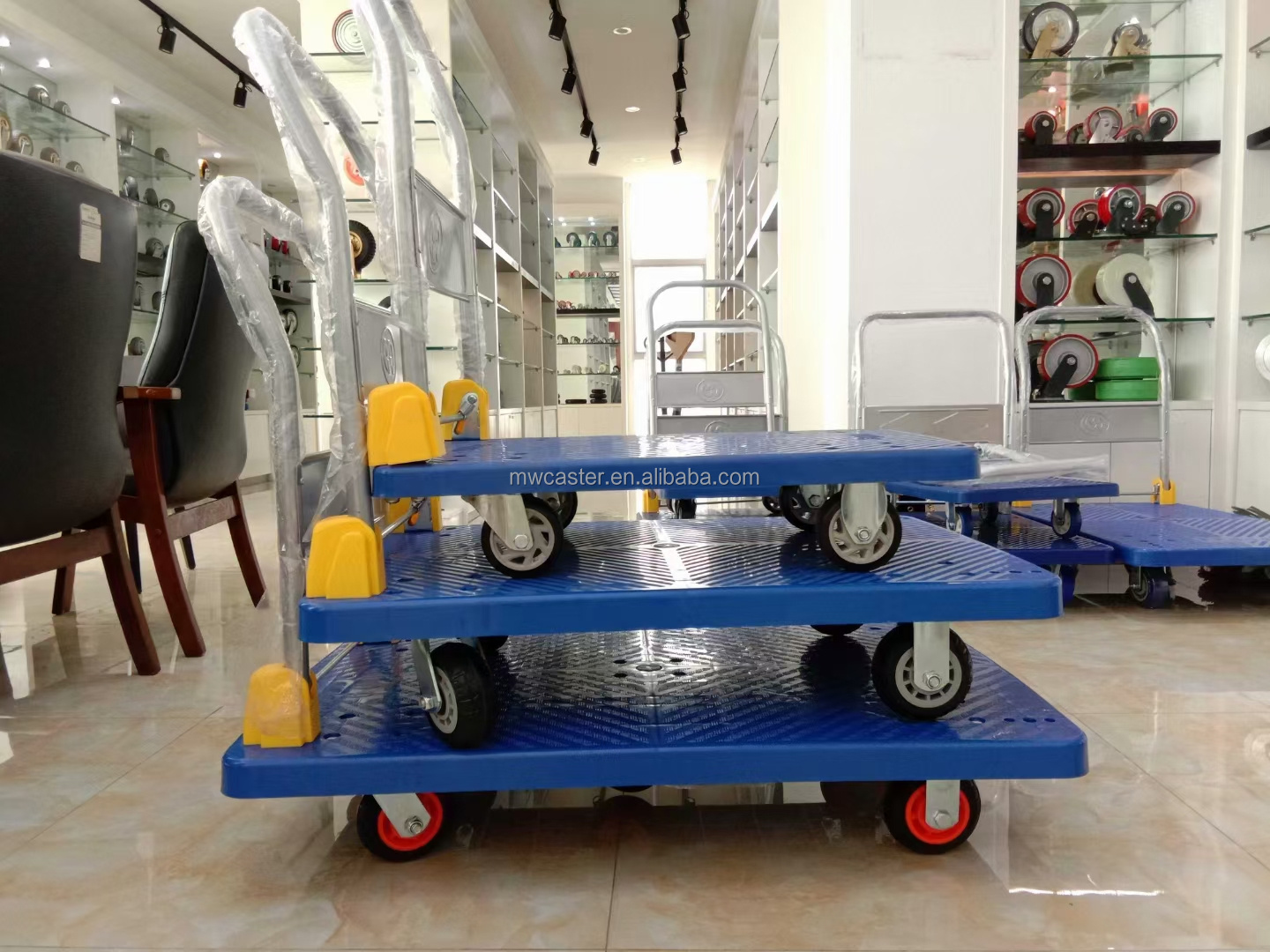 MW trolley  manufactory   500/600kg Handtruck hand cart  Industrial plastic Foldable Platform trolley