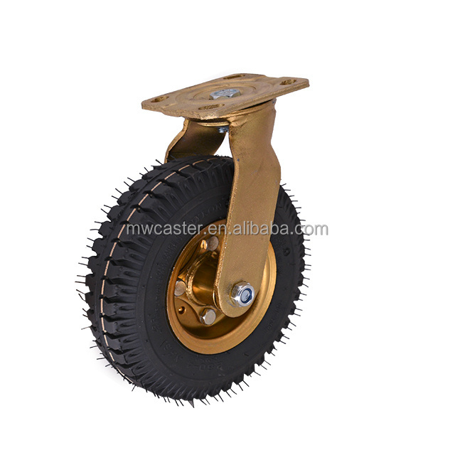 MW Wholesale 10 INCH 250mm pneumatic rubber caster Swivel wheel caster ruedas pneumatic caster for industrial equipment