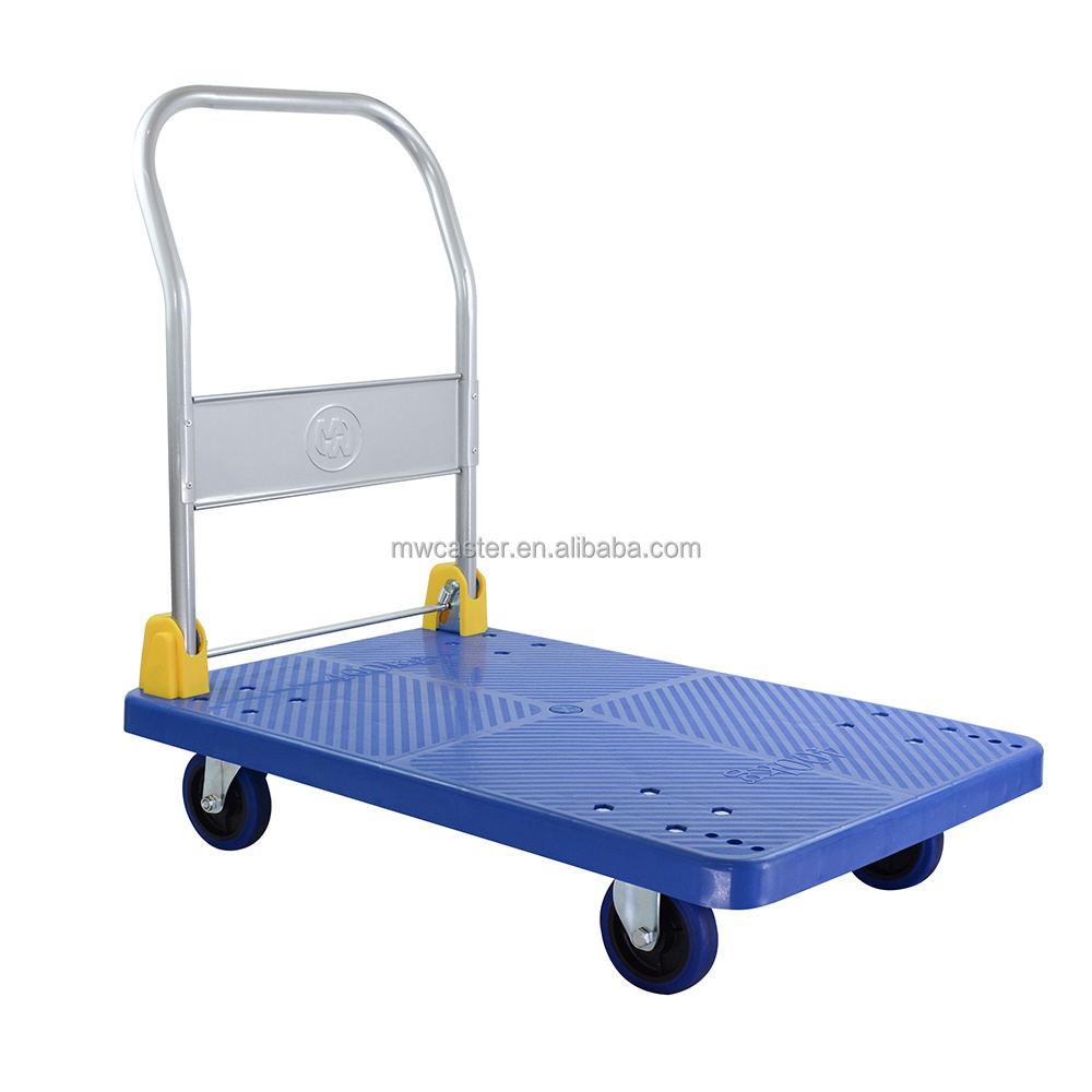 MW trolley plataformas de polipropileno  500kg 600kg  heavy duty plastic  5 wheels Platform hand foldable trolley cart