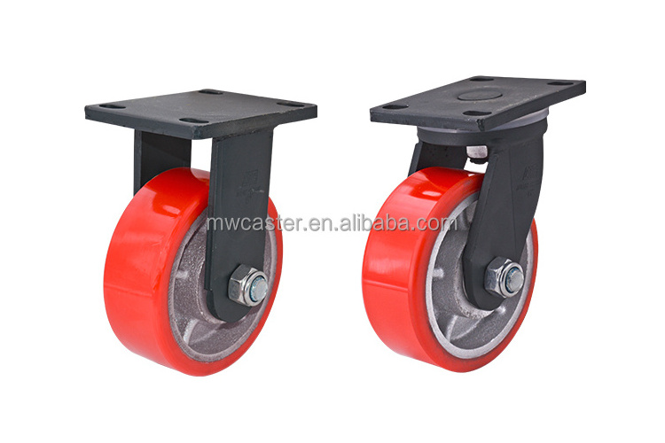 MW caster manufactory 4 inch industrial castor 1000kg  1 ton swivel super heavy duty red  POLYURETHANE caster wheel wholesale