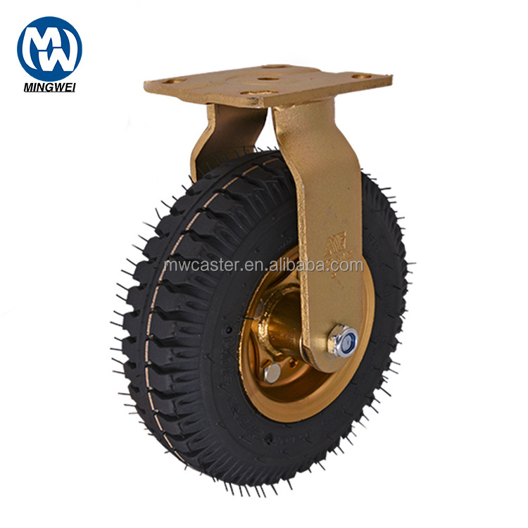 MW  10inch  pneumatic Rubber wheel Fixed Straight Outdoor Agricultural Use   rigid Tire   air caster Wheels