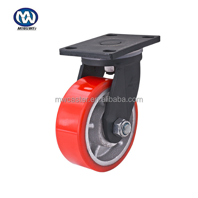 MW caster manufactory 4 inch industrial castor 1000kg  1 ton swivel super heavy duty red  POLYURETHANE caster wheel wholesale