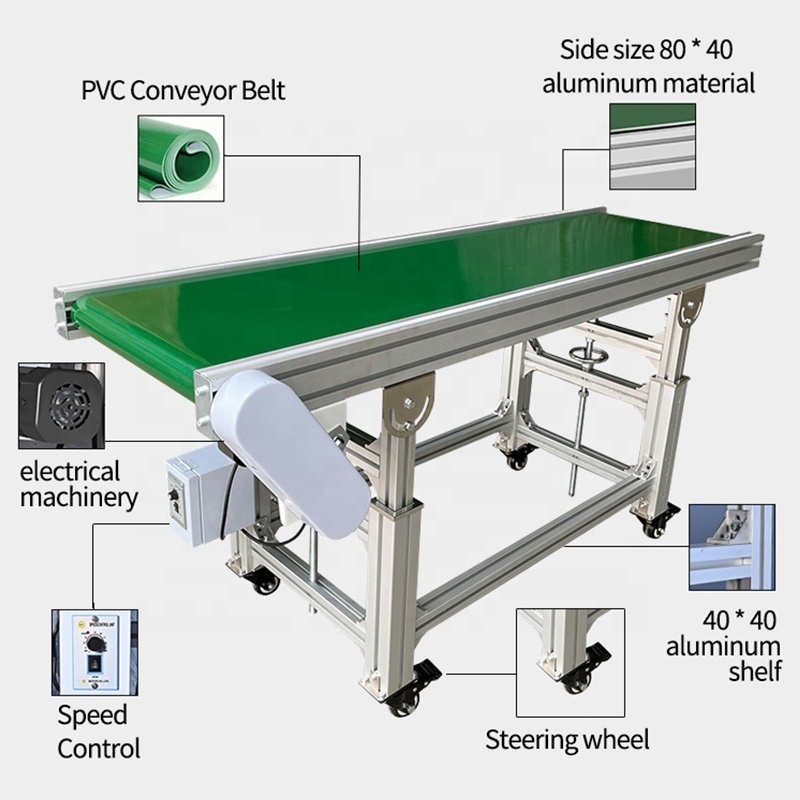 Factory Price Food Industry Tabletop Production Line Stainless Steel Industrial Small Green Pvc Belt Conveyor System