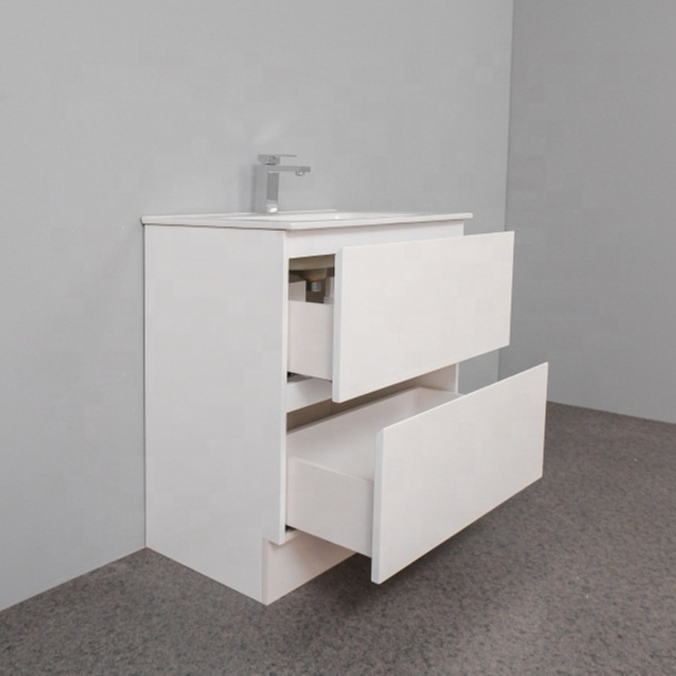 Bathroom Cabinet Vanity Floor Standing Hotel Pvc 740*456*835mm Basin Cabinet and Vanity Modern Floor Mounted PVC Membrane MDF