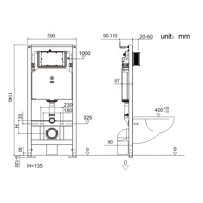 Watermark Toilet Conceal Cistern for Wall Hung Toilet Water Conservation Certificate Lower Cistern Concealed Tank,dual-flush MWD