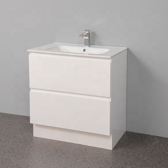 Bathroom Cabinet Vanity Floor Standing Hotel Pvc 740*456*835mm Basin Cabinet and Vanity Modern Floor Mounted PVC Membrane MDF