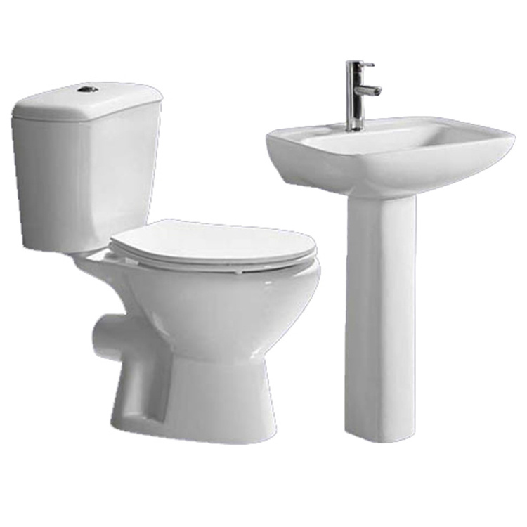 South african wholesale modern bathroom toilet and sink set washdown wc automatic toilet set