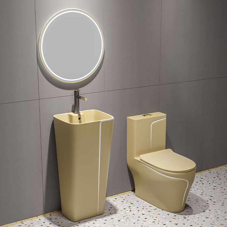 Bathroom porcelain sanitary ware wc p-trap/s-trap water closet toilet bowl and sink one piece ceramic commode toilet set