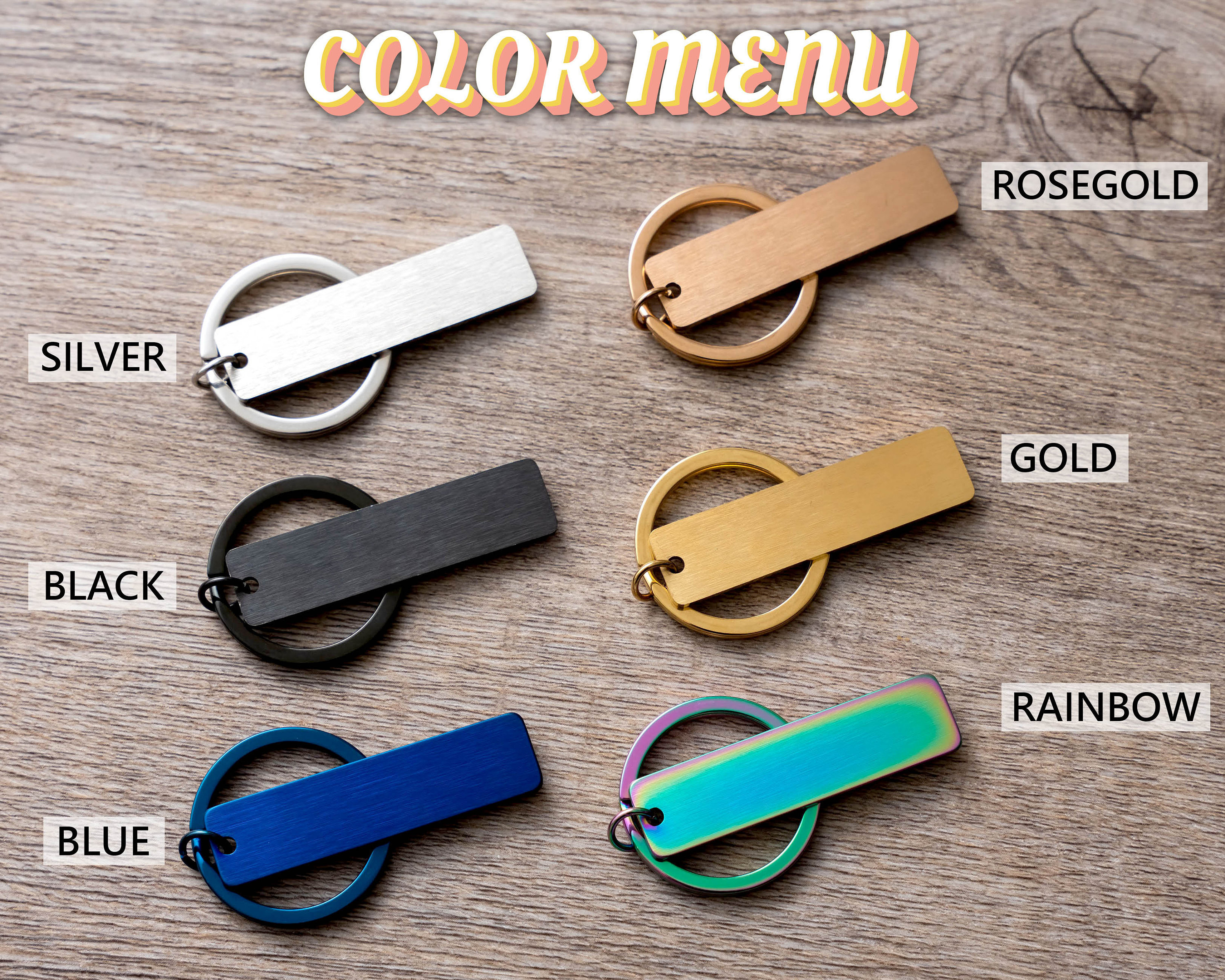 Metal Keychain Logo Blank Keychain Creative Design Drip Oil Dynamic Blank Laser Lettering Metal Zinc Alloy Key Chain