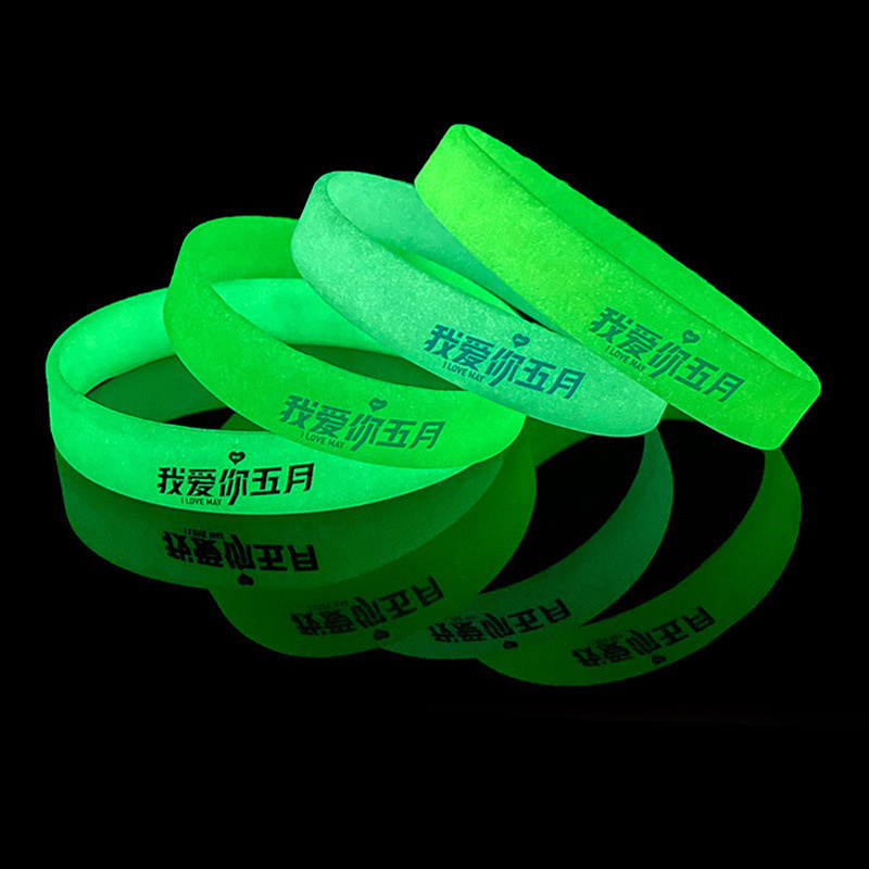 Free Logo Design Wristband Manufacturing Custom Glow In The Dark Bracelet Logo Fluorescent Luminous Wristband