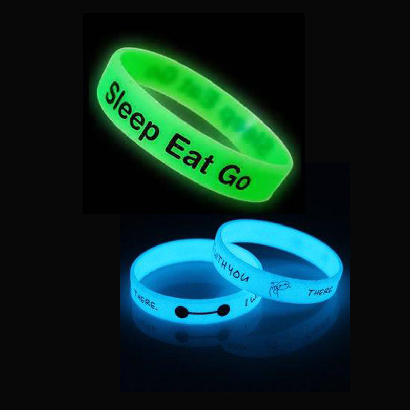 Free Logo Design Wristband Manufacturing Custom Glow In The Dark Bracelet Logo Fluorescent Luminous Wristband