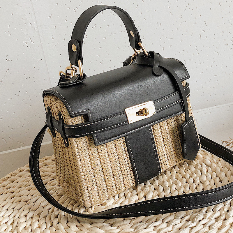 Popular straw bag female 2023 new fashion rattan woven handbag single shoulder color crossbody bag