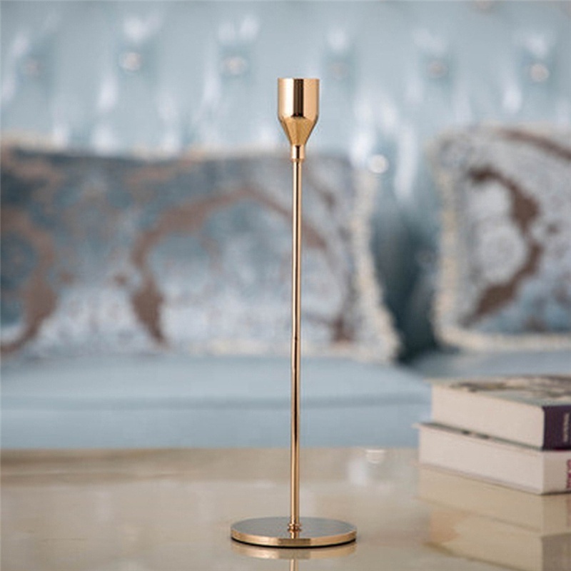 Home Wedding Decoration Metal Table Thin Candle Holder Gold