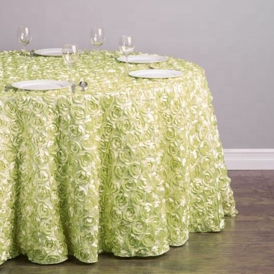 round rosette satin table cover cloth for wedding event