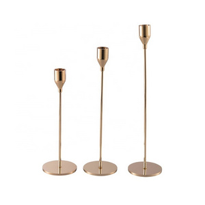 Home Wedding Decoration Metal Table Thin Candle Holder Gold