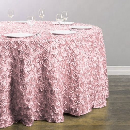 round rosette satin table cover cloth for wedding event