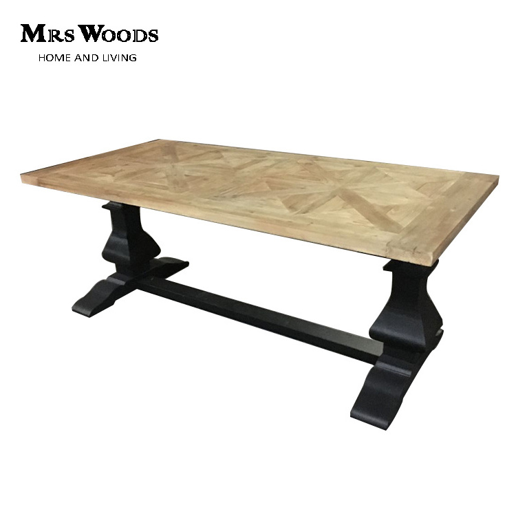 MRS WOODS rustic Solid wood hardwood rectangle dining table wooden