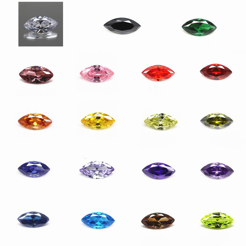 3*6MM-8*16MM White And Multi Color Marquise Cut Cubic Zirconia Loose Gemstones Synthetic Faceted Cut Marquise Shape CZ Stones