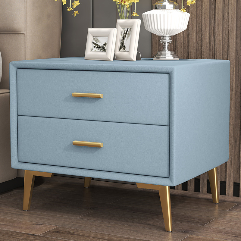 Factory direct modern light luxury solid wood bedside table with 2 drawers for living room hotel  nightstand