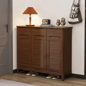 Nordic simple solid wood shoe cabinet rack home doorway  small apartment large space storage cabinet locker