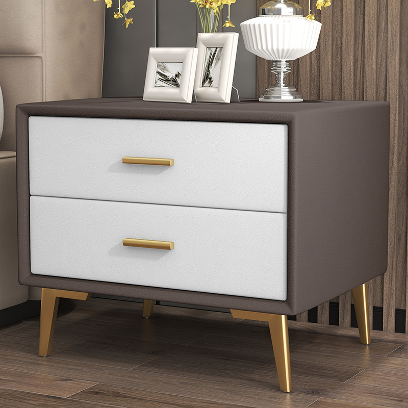 Factory direct modern light luxury solid wood bedside table with 2 drawers for living room hotel  nightstand