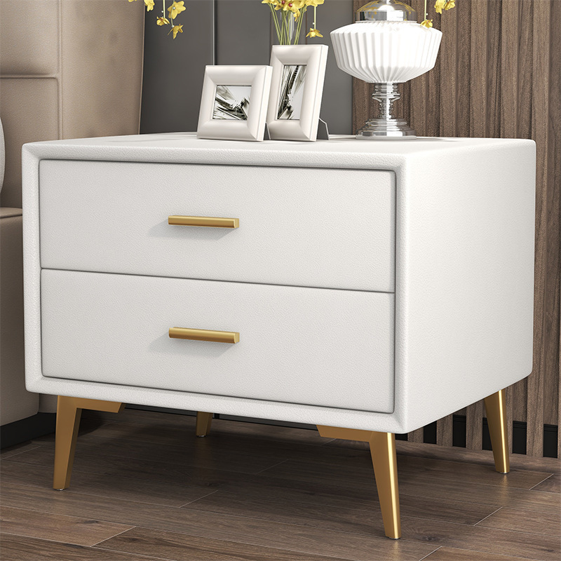 Factory direct modern light luxury solid wood bedside table with 2 drawers for living room hotel  nightstand