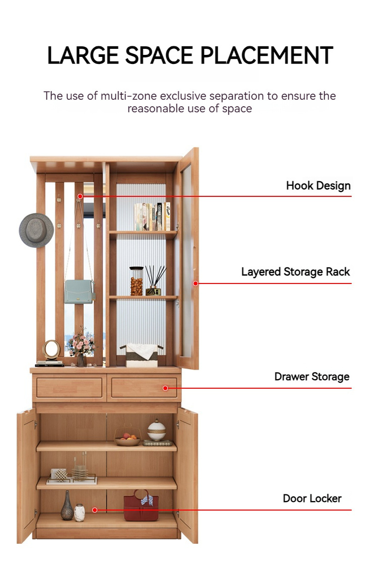 Recommend large capacity wood entrance hall porch cabinet shoes cabinet clothes hanger integrated living room screen partition