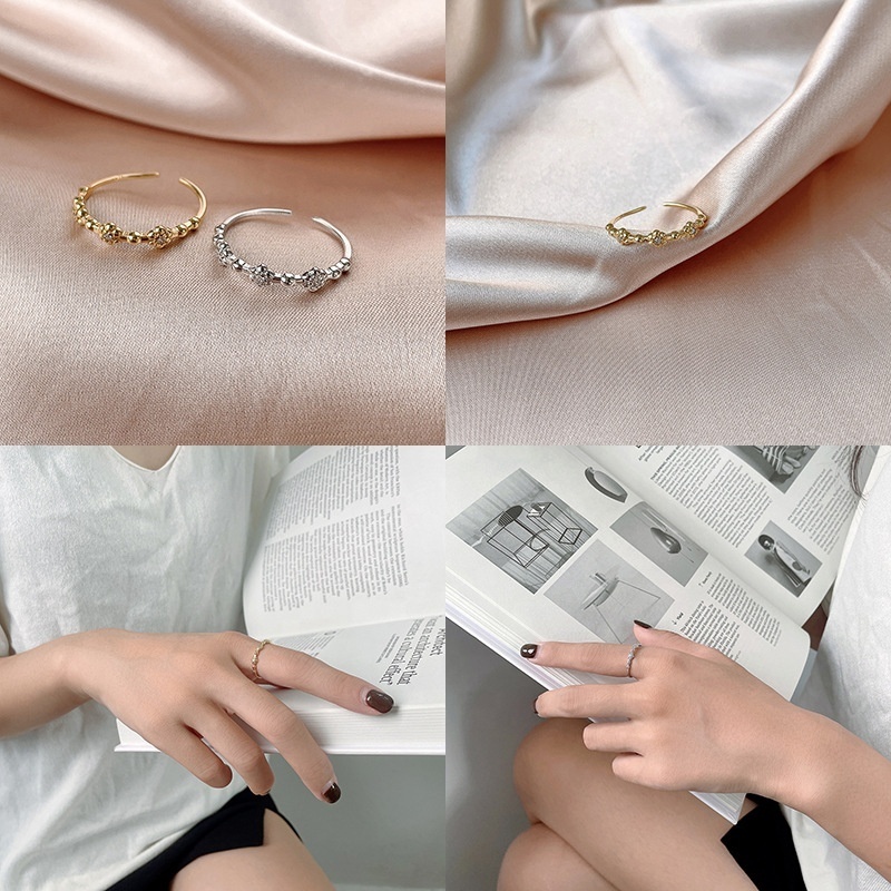 Female Jewelry Light Luxury Personality Heart Rings 925 Sterling Silver 5925 Gold Silver Diamond Ring