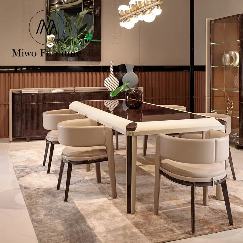 Dining room Italian famous designers custom luxury upholstered white leather arm dining chairs modern makeup church chair