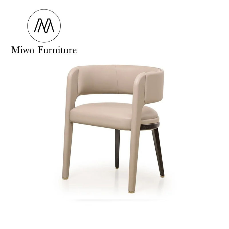 Dining room Italian famous designers custom luxury upholstered white leather arm dining chairs modern makeup church chair