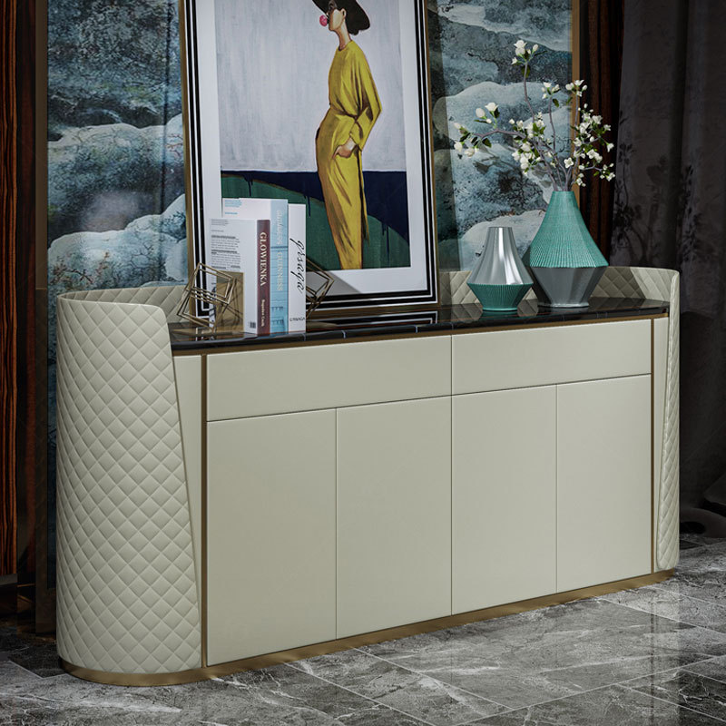 dining room furniture leather marble top Tableware buffet sideboard modern wood storage cabinet Hall shoe aisle cabinet