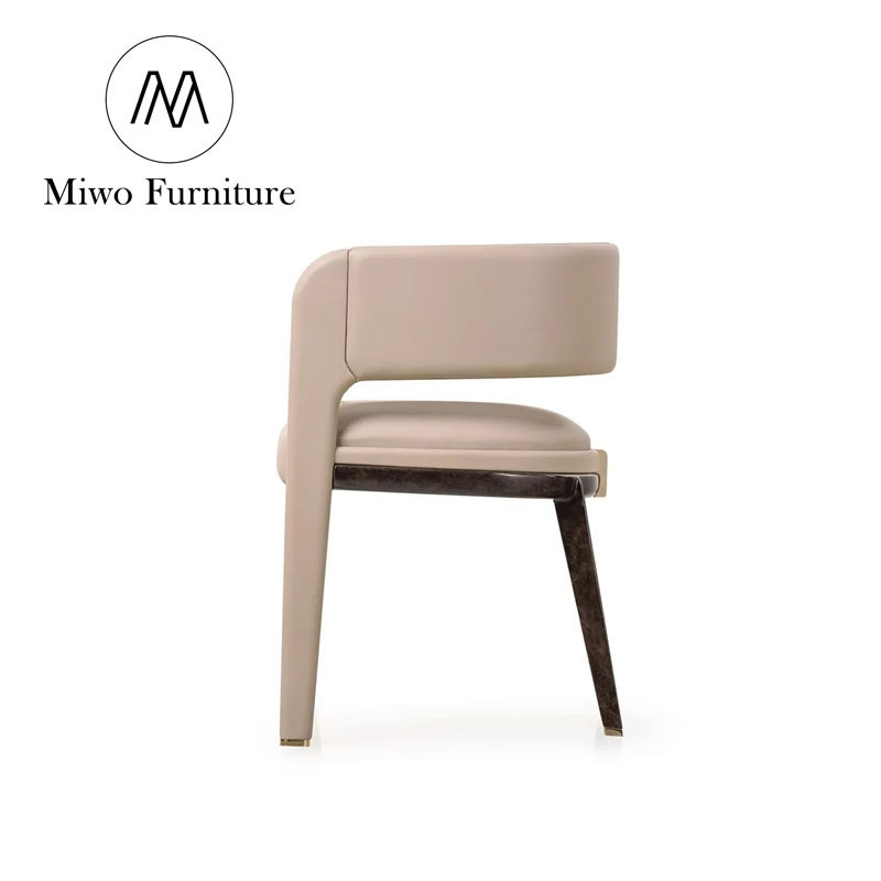 Dining room Italian famous designers custom luxury upholstered white leather arm dining chairs modern makeup church chair