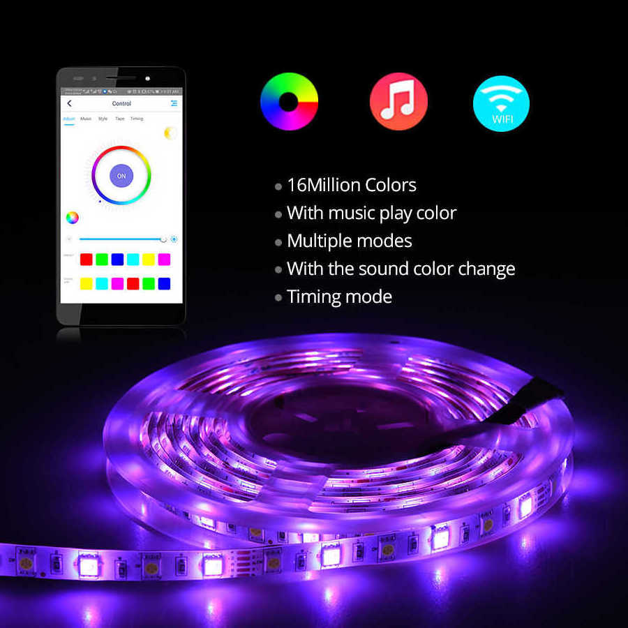 Ip65 Waterproof Wifi control 5M 300Leds 5050 Smd Rgb Flexible Led Strip Light