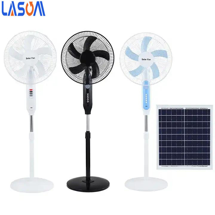 Hot Sale Cooling rechargeable solar fan solar stand fan solar table fan with bulb smart control Outdoor Portable Solar Panel