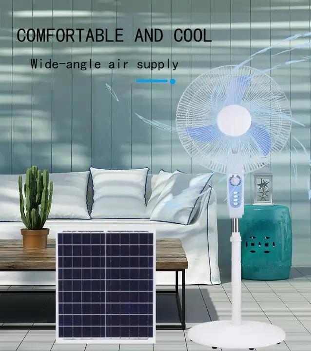 Hot Sale Cooling rechargeable solar fan solar stand fan solar table fan with bulb smart control Outdoor Portable Solar Panel