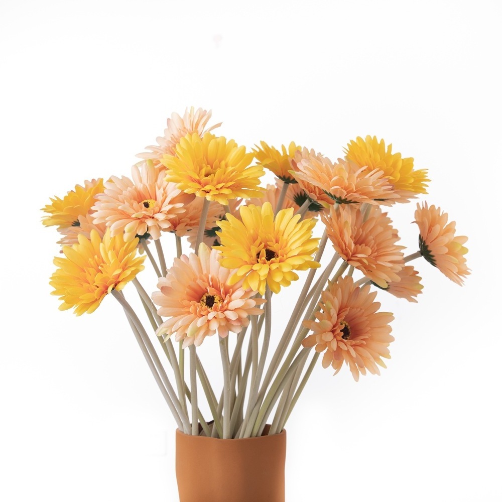 Wholesale Cheap Autumn Decoration Single Branch Silk Gerbera Daisy Artificial Flowers for Home Decor