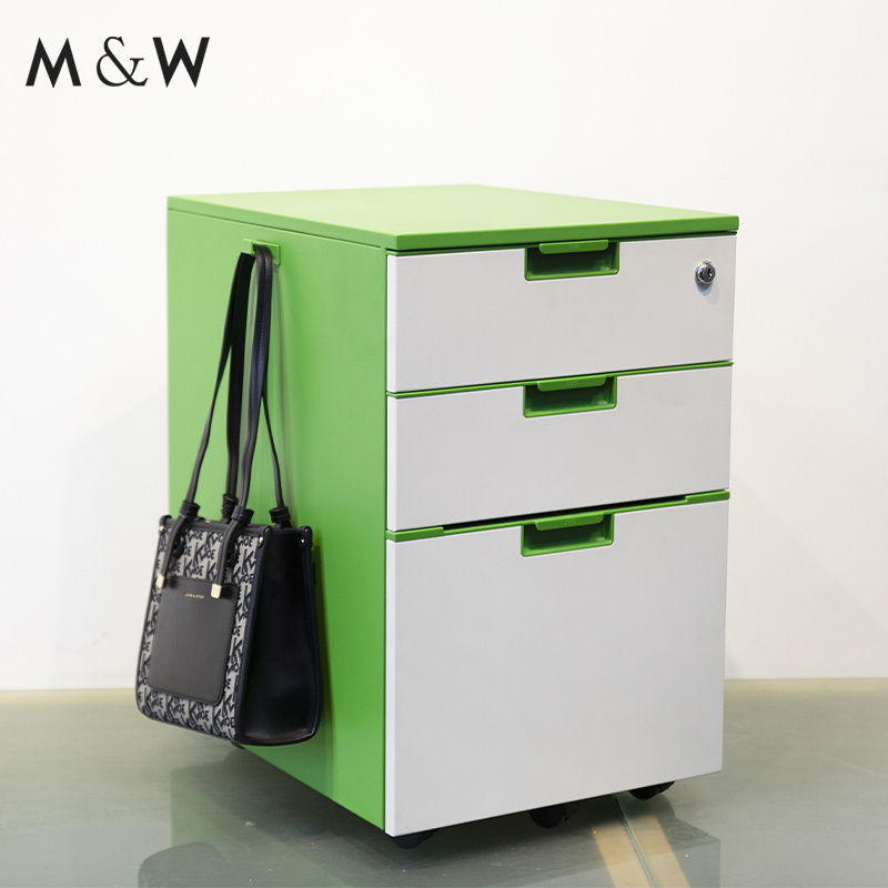 M&W 3 Drawer Mobile Pedestal Light Gray Home Office File Cabinet with Drawers Mobile Pedestal Cabinet Drawer Organizer