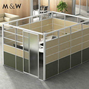 M&W American style Aluminum frame partition Private Signature Office Cubicle With Sliding Door