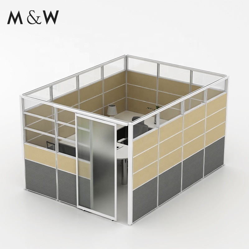 M&W American style Aluminum frame partition Private Signature Office Cubicle With Sliding Door