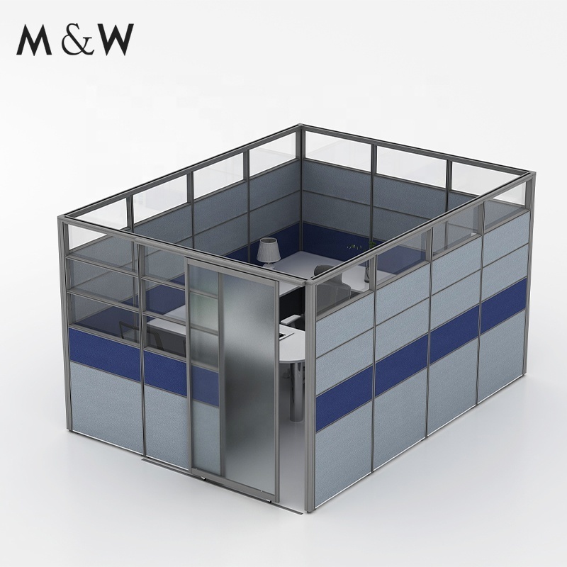 M&W American style Aluminum frame partition Private Signature Office Cubicle With Sliding Door