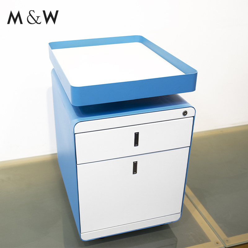 M&W Wholesale 2 Drawer File Cabinet A4 File steel metal Cabinet moving storage with Lock Mobile Pedestal 2 Drawer Mobile Cabinet