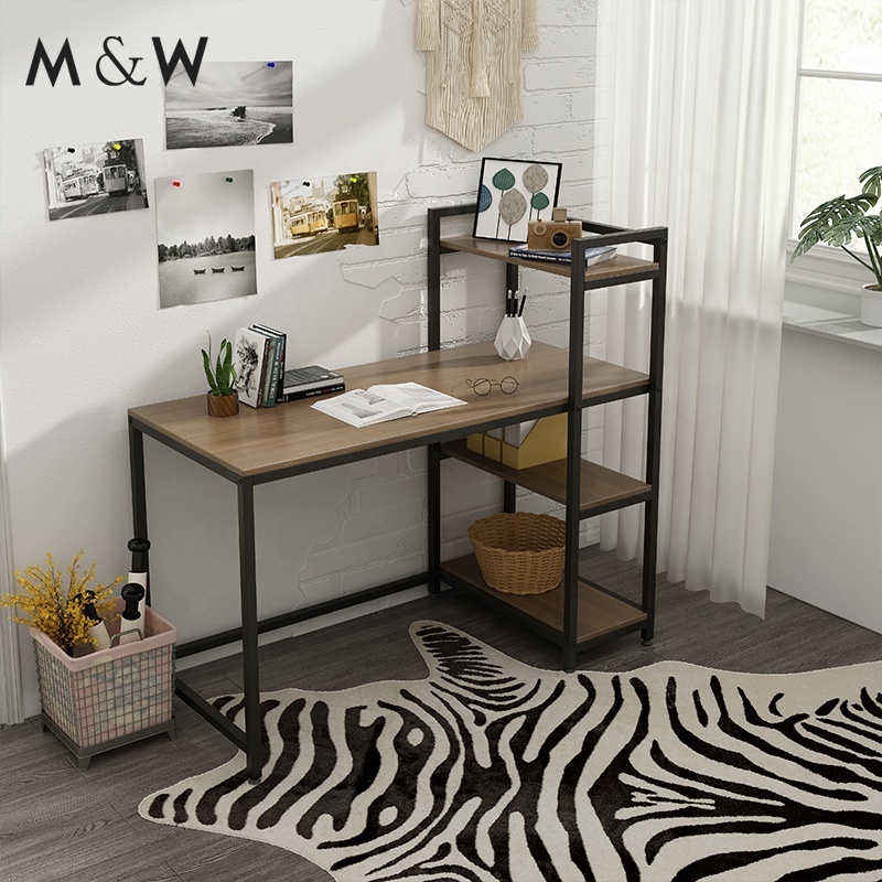 Nordic simple home office desk writing computer desk with book shelve