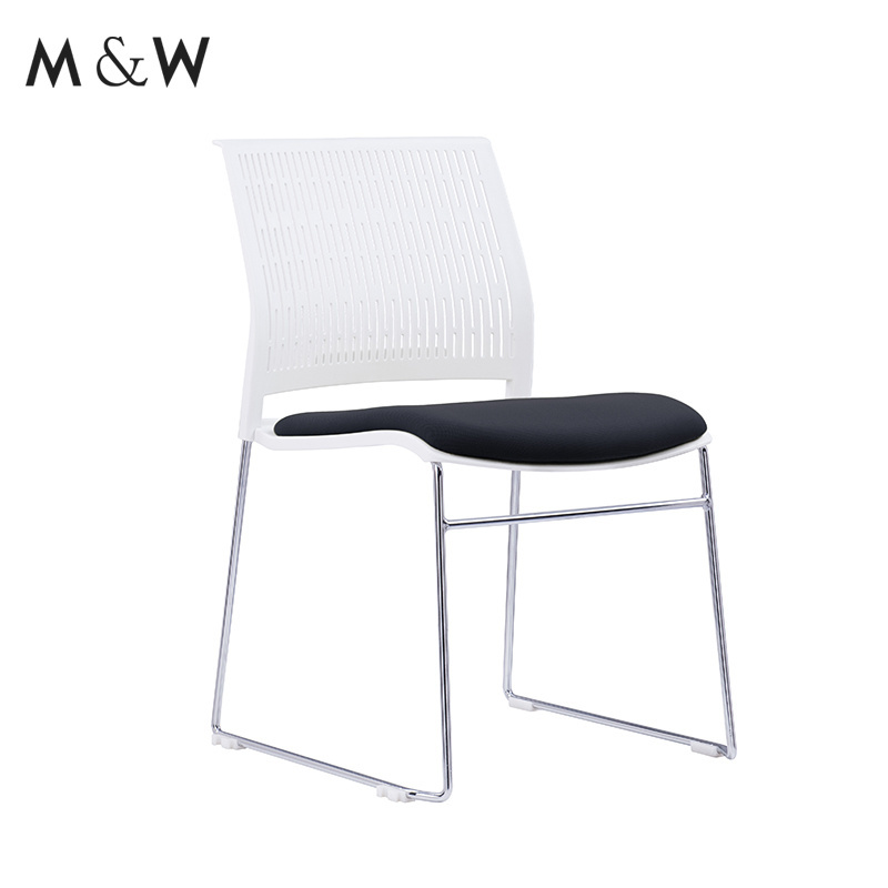 wholesale luxury pu castor movable Reception waiting office white black green yellow red PP chair plastic training chair