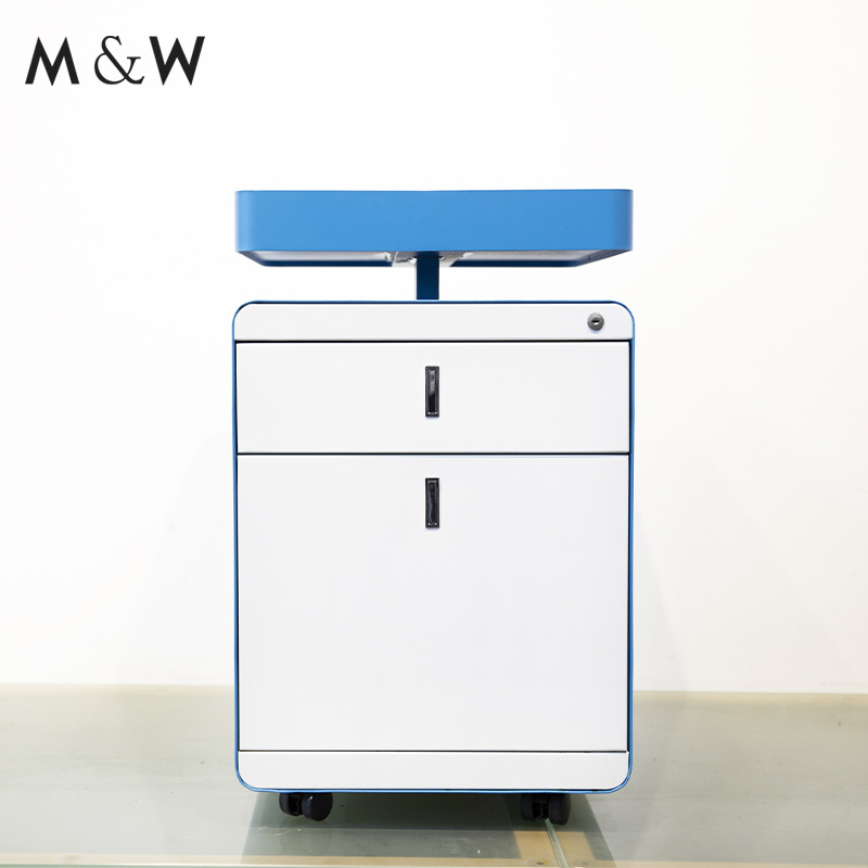 M&W Wholesale 2 Drawer File Cabinet A4 File steel metal Cabinet moving storage with Lock Mobile Pedestal 2 Drawer Mobile Cabinet