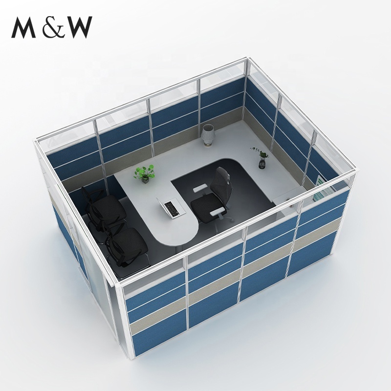 M&W American style Aluminum frame partition Private Signature Office Cubicle With Sliding Door