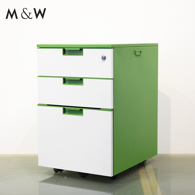 M&W 3 Drawer Mobile Pedestal Light Gray Home Office File Cabinet with Drawers Mobile Pedestal Cabinet Drawer Organizer