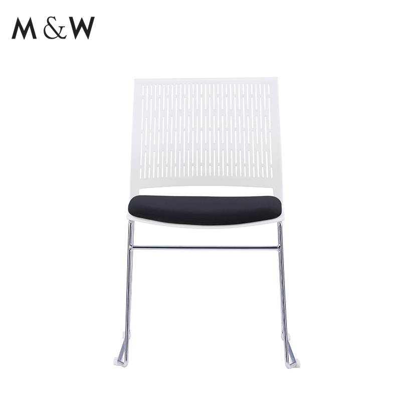 wholesale luxury pu castor movable Reception waiting office white black green yellow red PP chair plastic training chair