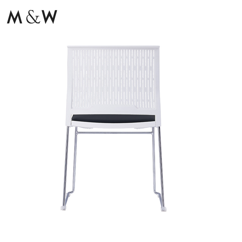 wholesale luxury pu castor movable Reception waiting office white black green yellow red PP chair plastic training chair