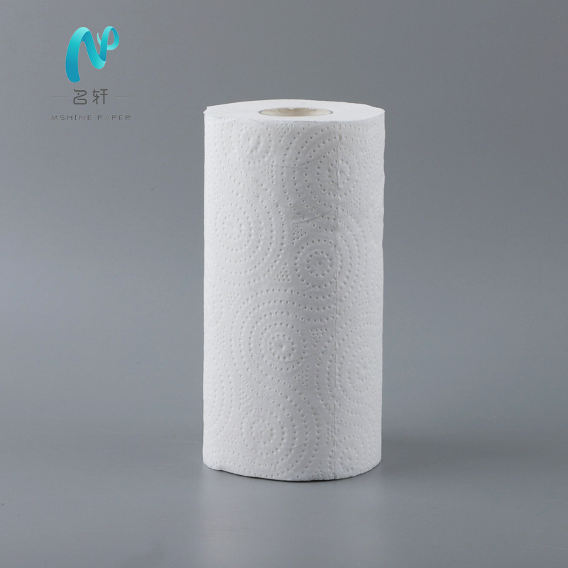 Hangzhou Mingxuan hot sale Eco-friendly Disposable Wood Pulp roll tissue 2 Ply Paper Towel Highly Absorbent Kitchen paper